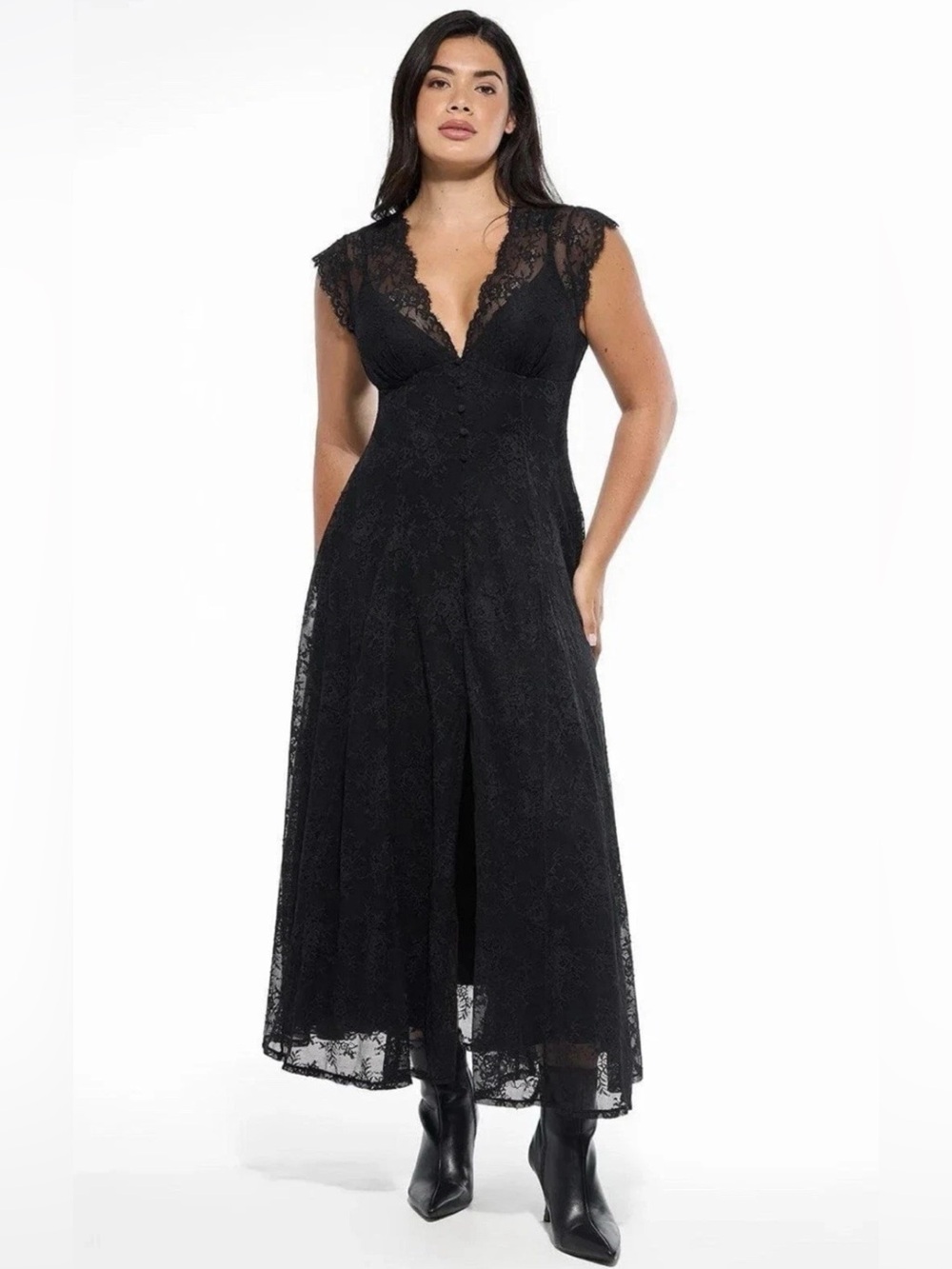 Popilush Black XL Shapewear Lace Fantasy Maxi Sculpting Dress Boho Whimsigoth